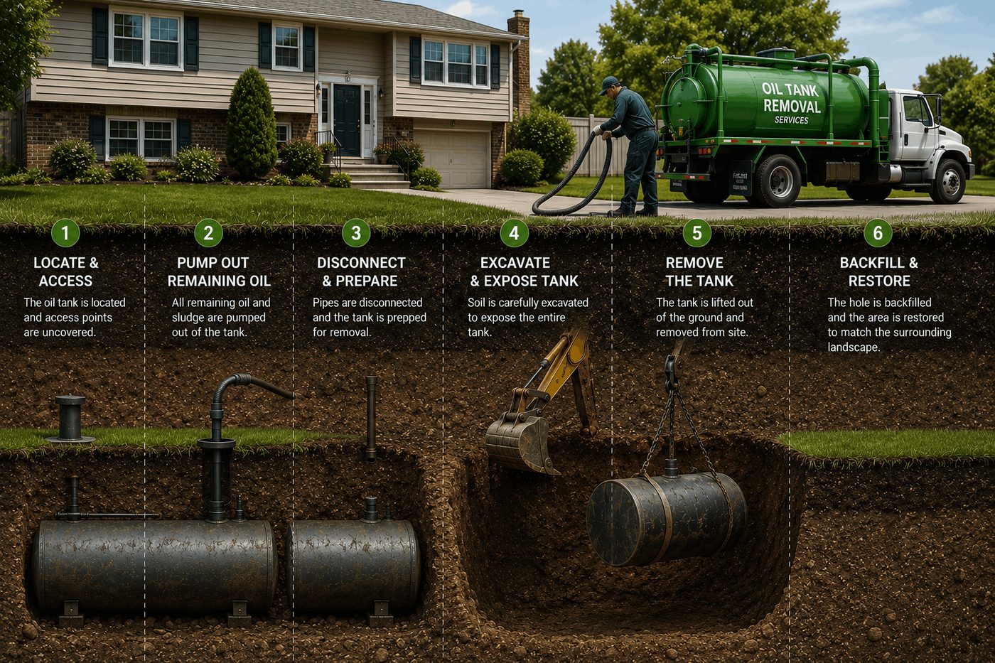 NJ Oil Tank Scan technician running a ground penetrating radar oil tank sweep with non-invasive, accurate and certified service badges